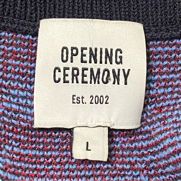 Opening Ceremony Crackle Knit Asymmetric Cropped Sweater Top Blue Large - Picture 6 of 8